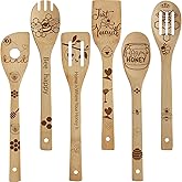 Sawysine 6 Pcs Valentines Bee Lovers Gifts for Women Natural Non Stick Wooden Spoons Spatula Set Bee Kitchen Decor Spoon Slotted Spatula Cookware Winter Mother Grandma Chef Housewarming Gifts