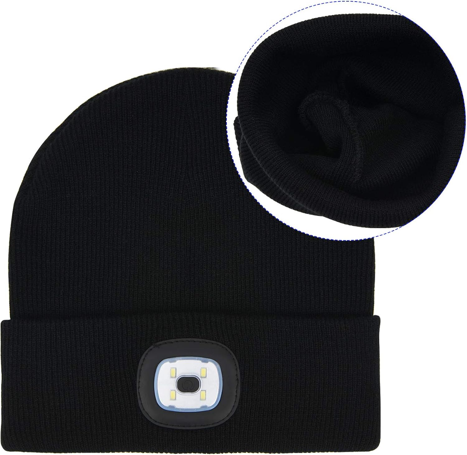 Sminiker Beanie Hat with Light Unisex USB Rechargeable Beanie Cap with Light Headlamp Beanie for Men Women, Teens Black - Image 3