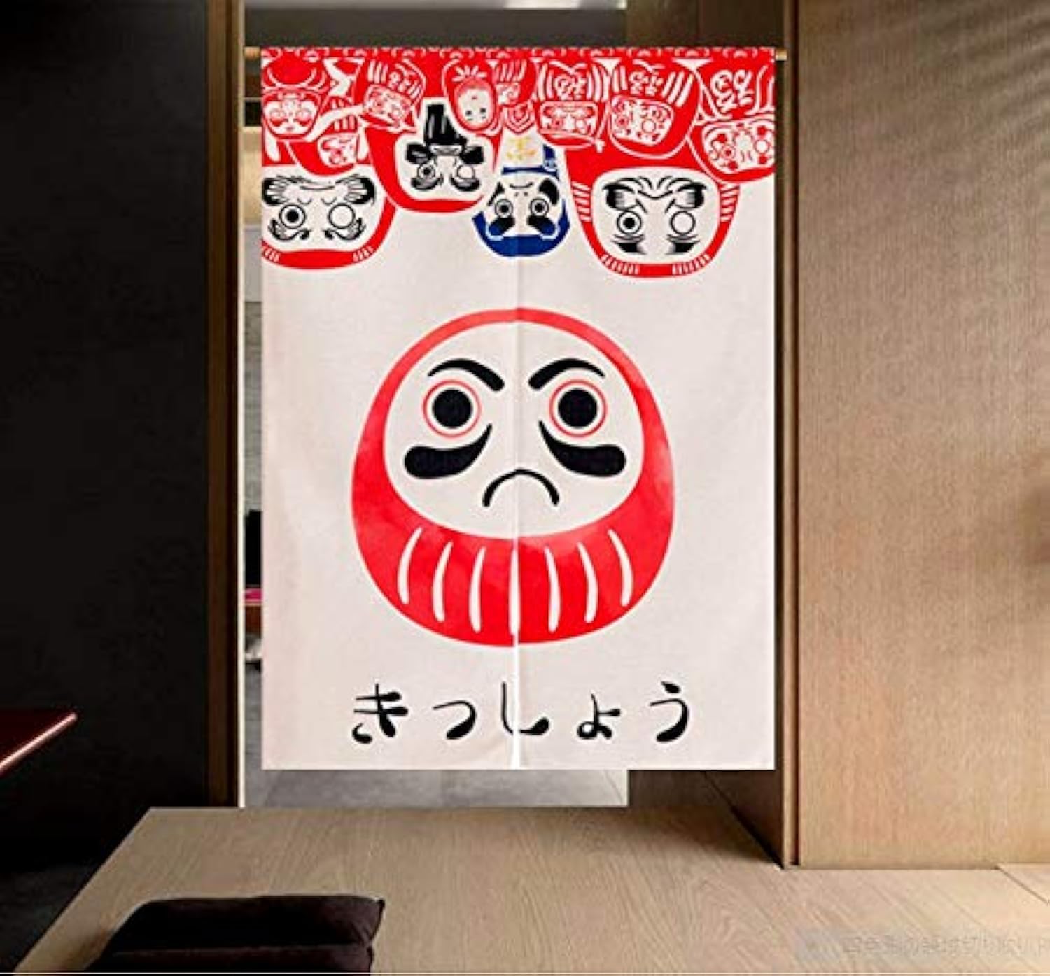 LIGICKY Noren Japanese Style Doorway Curtain Cotton Linen Doll Daruma Printed Window Treatment Door Tapestry for Home Decoration 33.5" Width x 47.2" Long
