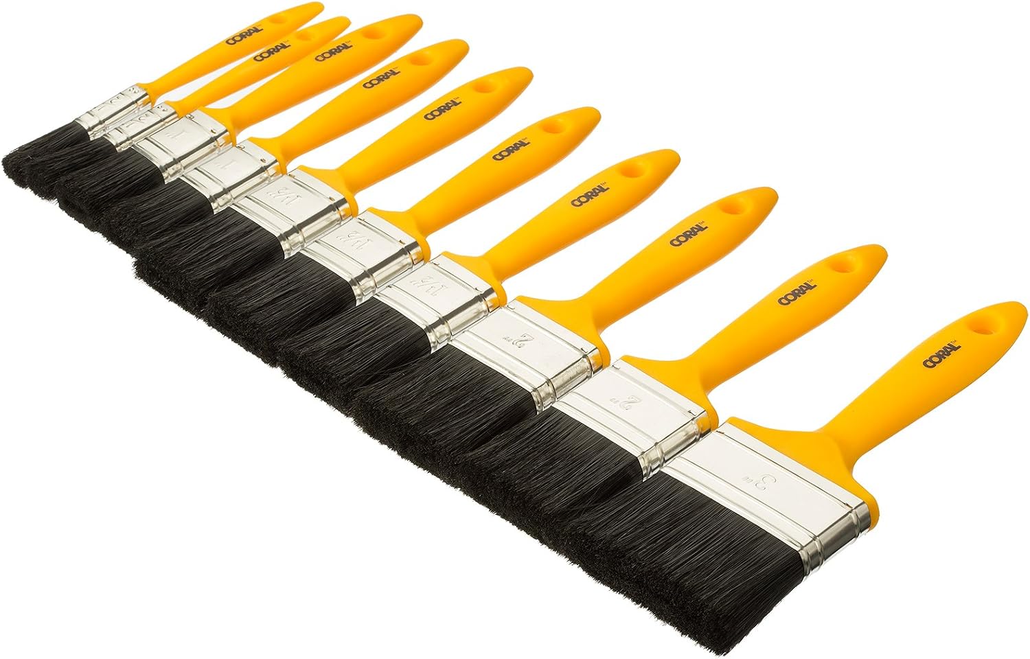 Coral 31303 Essentials Paint Brushes with Synthetic Paintbrush Heads for DIY Painting 10 Piece Pack Set, Yellow, Set 10 pcs - Image 3