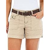 Flamingals Women's Mid Waist Solid Split Side Flap Pocket Casual Shorts
