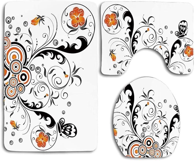 Juego de 3 alfombras de baño de alta calidad, alfombrilla de contorno