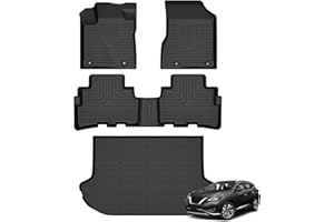AZYT Floor Mats & Cargo Liner for Nissan Murano 2024-2017.5 All Weather Automotive TPE Liners Set Anti-Slip Waterproof Floor Liners Accessories (Car Mats+Trunk Mat) Black