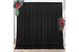 NSSONBEN 10ft x 10ft Wrinkle Free Black Backdrop Curtains for Parties, 2 Panels 5ftx10ft Polyester Photo Backdrop Drapes for Wedding Birthday Graduation Photography Background