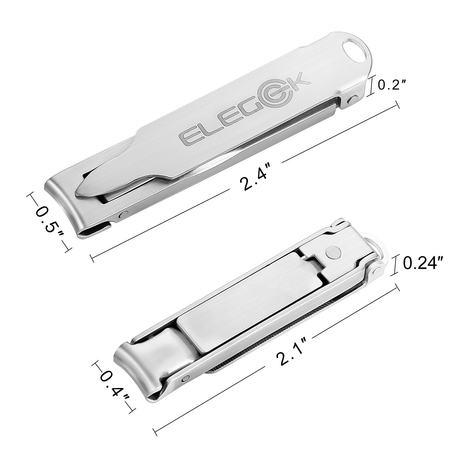 Nail Clippers, Fingernail and Toenail Clipper Set 2PCS Professional Stainless Sharp Flat Nail Cutter with Nail File Wide Jaw Opening and Sturdy Build (2 Pcs)
