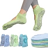 Sunolkie Women's Non-Slip Pilates Yoga Socks, 5-Toe Breathable Cotton Sports Socks, For Pregnant Women, 3 Pairs
