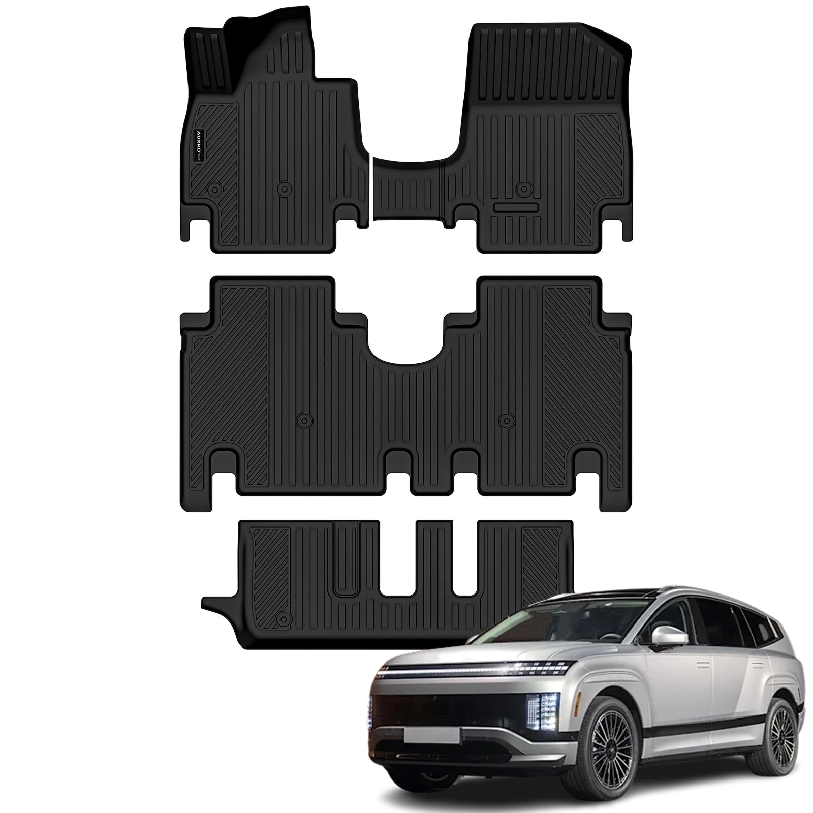 Auxko All Weather Floor Mats for Hyundai IONIQ 9 2026 7 Seater (2nd Bench Seat) TPE Liners All Season Accessories Guard Odorless Anti-Slip Floor Liners for Hyundai IONIQ 9 2026 7 Passengers Image