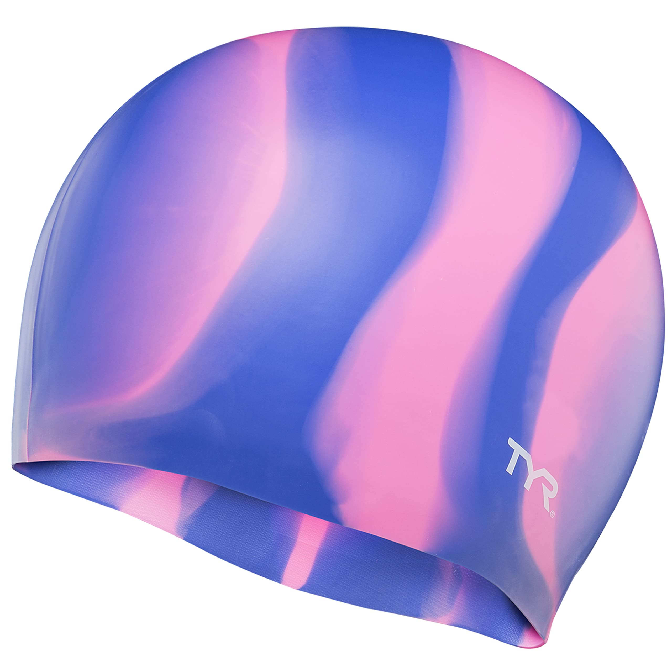 TYR Unisex Adult multi color silicone swim cap Multicolor Silicone Swim Cap - purple/pink multi, M