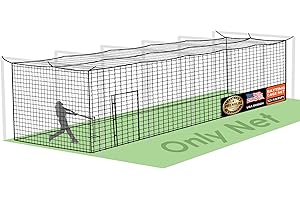 ORIENGEAR Baseball Batting Cage Nets, ONLY NET, 70'L/55'L/35'L/20'L Baseball and Softball Cage Netting, 1.88" #45 Mesh, Professional Fully Enclosed PE Hitting Cage Net with Door, Without Poles