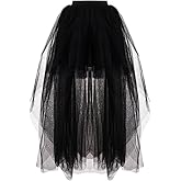 Women High Low Tulle Tutu Skirt Layered Mesh Tulle Bustle Skirt Wedding Prom Dovetail Skirts