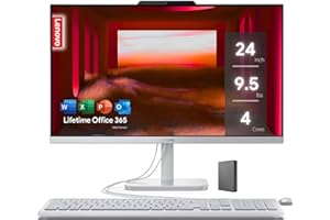 Lenovo IdeaCentre 24" FHD All-in-One Desktop Computer with Lifetime Office 365 for The Web • 16GB RAM • 1TB Storage (512GB SSD w/ 512GB External) • Intel Core • Wired Keyboard and Mouse • Windows 11