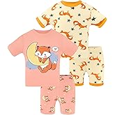 DAUGHTER QUEEN Girls Summer Pajamas Set 4 Pieces 100% Cotton Sleepwear Size 18 Months-12 Years