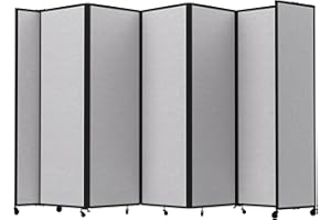 Versare Room Divider 360 Portable Wall Partition | Folding Panels | Large Freestanding Divider | Locking Wheels | Temporary Room Separator | 14' x 7'6'', Slate