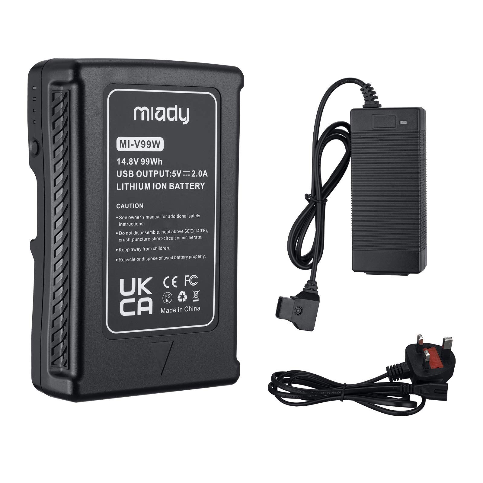 Miady 14.8V 99Wh V Mount/Lock Battery Compatible with Sony Camcorder, BMCC, Video Camera Broadcast Replacement Brick with D-Tap Charger and Cable