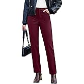 GRAPENT Corduroy Pants for Women High Wasited Straight Leg Elastic Waist Stretchy Casual Work Pants Fall Winter Trousers