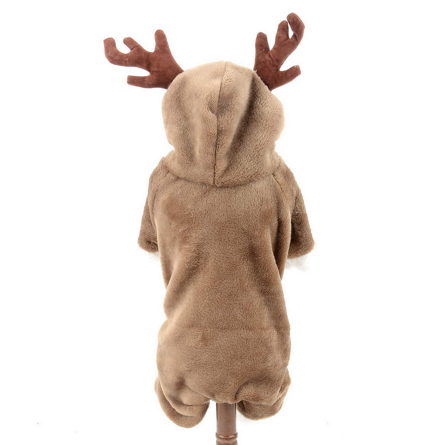 SMALLLEE_LUCKY_STORE Christmas Reindeer Cat Dog Costume Clothes Fleece Coat Outfit Jumpsuit Santa Costume for Small Dogs Cats S