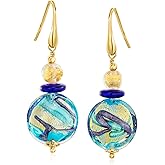 Ross-Simons Italian Multicolored Murano Glass Bead Drop Earrings in 18kt Gold Over Sterling