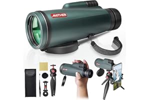 AMITHER 12x56 Monocular Telescope for Smartphone - Professional High Definition Monocular for Adults with Tripod & Phone Adapter, Low Light Night Vision, Clear View for Wildlife Bird Watching Hunting Hiking
