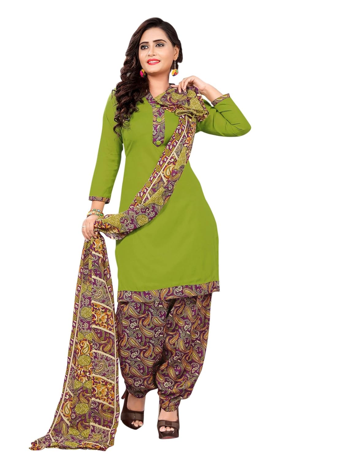 varayu women's cotton printed unstitched patiala suit
