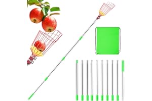 BEoffer Fruit Picker Pole with Basket + Storage Bag, 13FT Apple Pear Picker with Adjustable Stainless Steel Handles, Fruit Picking Basket for Getting Lemons Apples Avocados Pears Mangoes Oranges