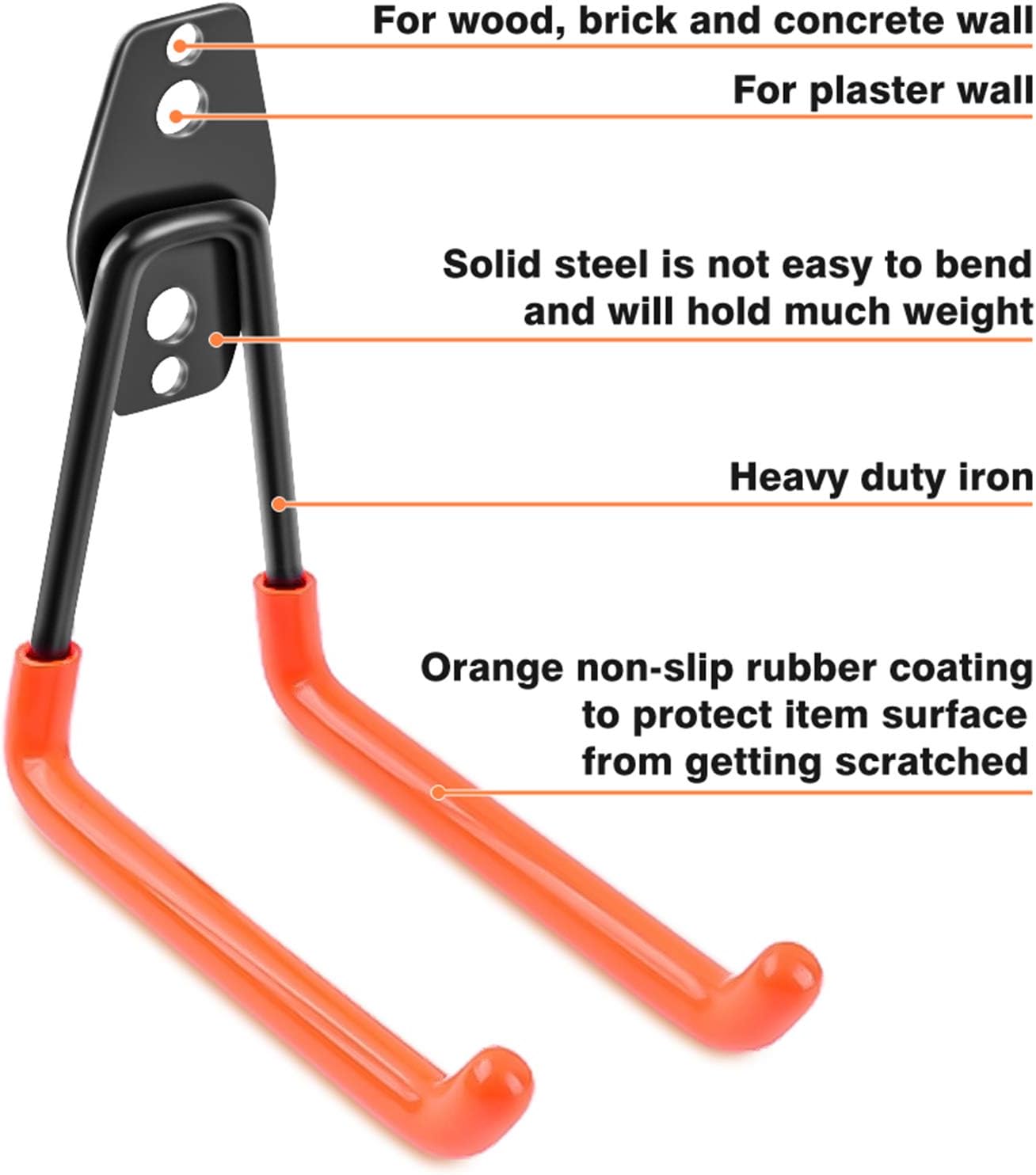 Garage Hooks, 12 Pack Heavy Duty Garage Storage Hooks Steel Tool Hangers for Garage Wall Mount Utility Hooks and Hangers with Anti-Slip Coating for Garden Tools, Ladders, Bikes, Bulky Items - - 