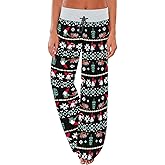 AMiERY Women's Comfy Casual Pajama Pants Floral Print Drawstring Palazzo Lounge Pants Wide Leg