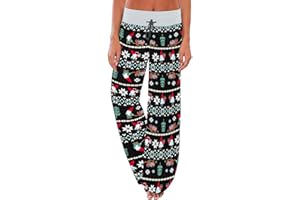 AMiERY Women's Comfy Casual Pajama Pants Floral Print Drawstring Palazzo Lounge Pants Wide Leg