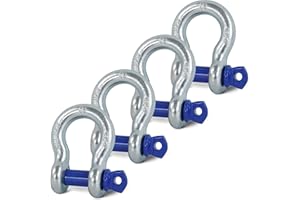 Krytonel 4 Pack 5/8" D Ring Shackles with 3/4" Screw Pin, 42,000 lbs Break Strength, Heavy Duty Off-Road Recovery for Tow Strap, Winch, Jeep, Truck