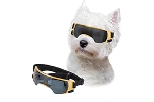 LESYPET Dog Goggles Small Breed, Anti-UV Dog Sunglasses with Foam Padded, Windproof Small Dogs Goggles with Adjustable Straps