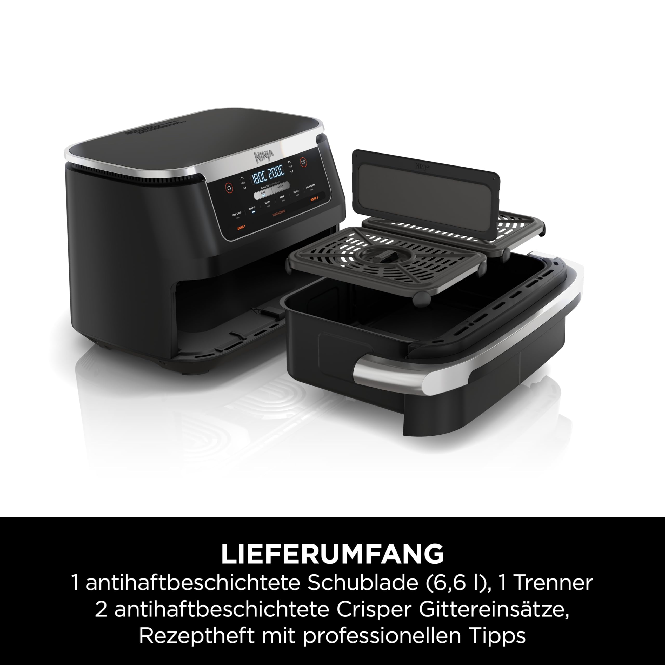 Ninja FlexDrawer Heißluftfritteuse (6 Liter), Dual Zone Air Fryer AF550EU 8