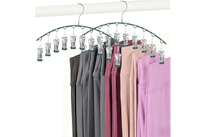 Legging Hangers for Closet Organizer, Hat Hangers for Closet 2 Pack with 10 Clips Holds 20 Leggings, Legging Hanger, Pants St