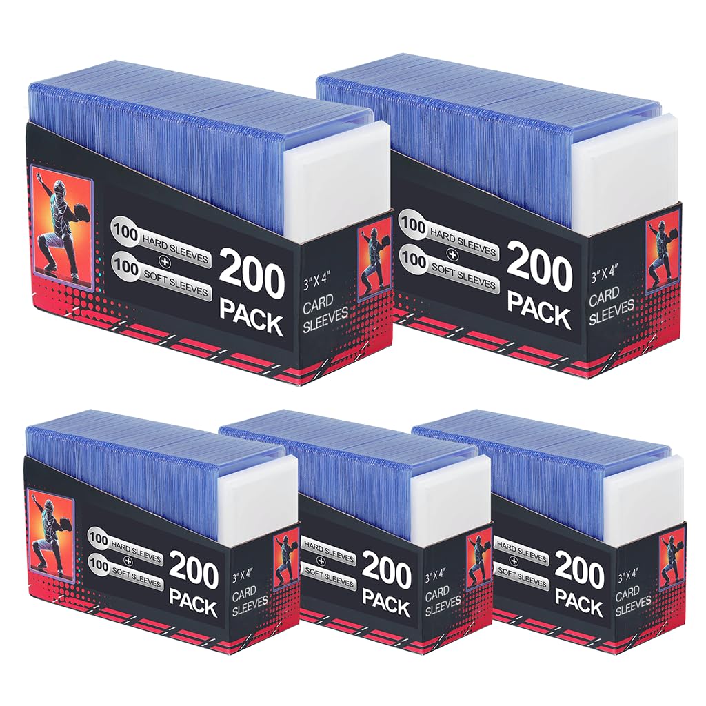 Photo 1 of 1000 Card Sleeves Clear Loads for Cards,3"X4" Baseball Card Protectors Sleeves for Cards,Hard Plastic Card Holder for Trading Sports Football Game Cards (500 Hard Sleeves+500 Penny Sleeves)