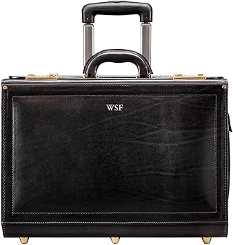 leather pilot case with wheels