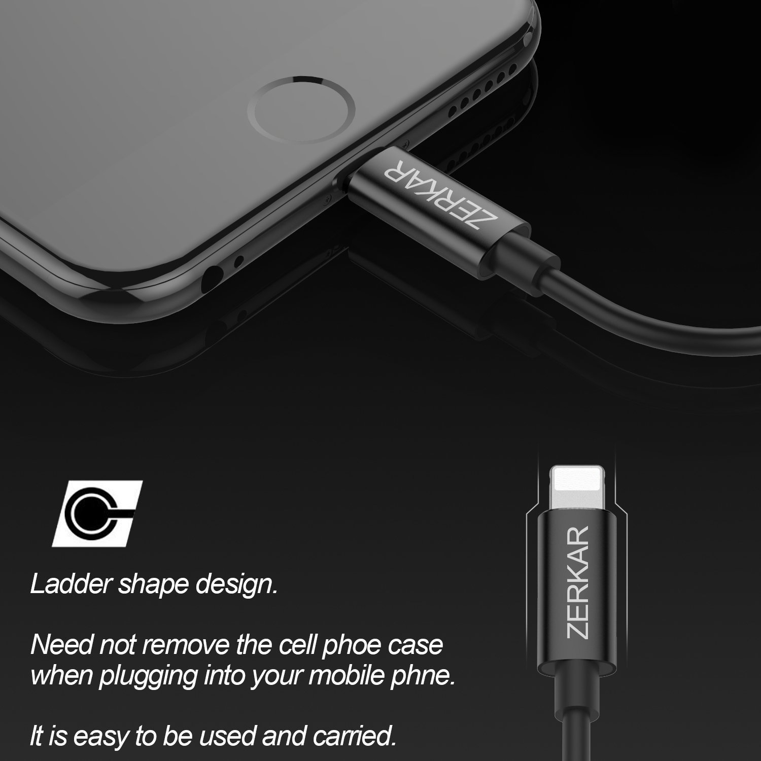 iPhone 8 Adapter Lightning Adapter Headphone Jack for 3.5mm Metal Case Headphone Audio Adapter 2.4A Quick Charge Earphones Splitter COMPATIBLE IOS 11 (No Calling Feature and Transfer Data）ZERKAR