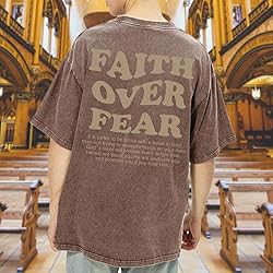 Kelxjia Christian Shirts for Men Faith Over Fear