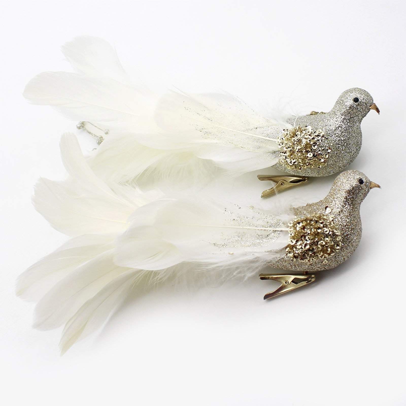 Yolococa 2pcs Champagne Christmas Tree Decoration birds