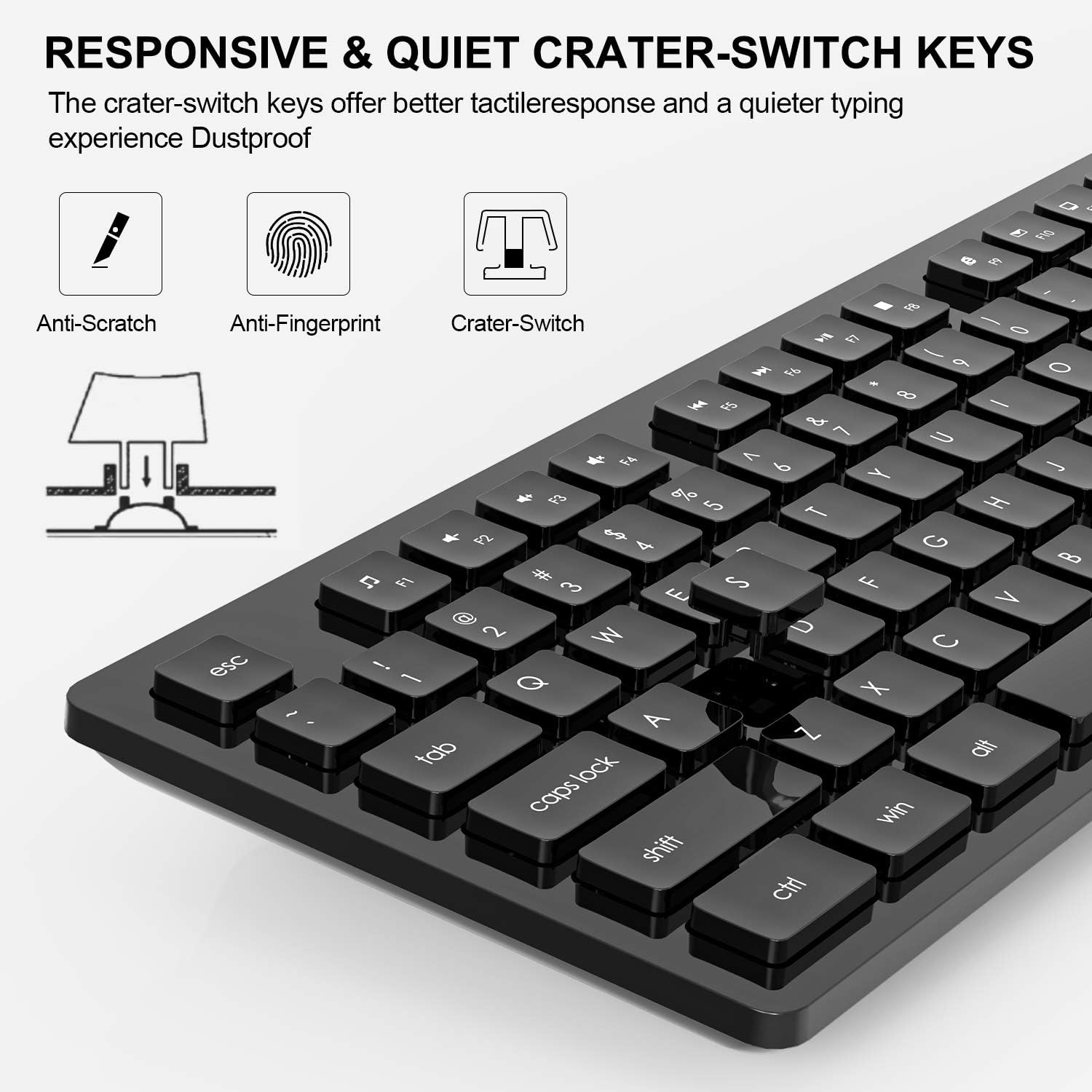 Wireless Keyboard and Mouse, WISFOX Full-Size Wireless Mouse and Keyboard Combo,2.4GHz Silent USB Wireless Keyboard Mouse Combo for PC Desktops Computer, Laptops, Windows: Computers & Accessories