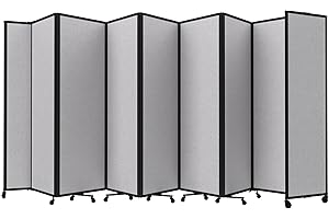 Versare Room Divider 360 Portable Wall Partition | Folding Panels | Large Freestanding Divider | Locking Wheels | Temporary Room Separator