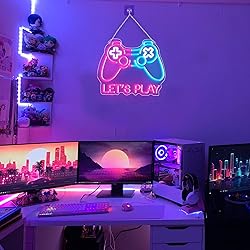 Gaming Neon Sign, Lets Play Game Led Neon Sign for