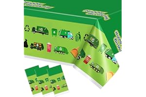 Hokoad 3 Pack Trash Truck Birthday Party Decorations Tablecloth, 51x86in Disposable Waterproof Garbage Truck Table Cover, Pla