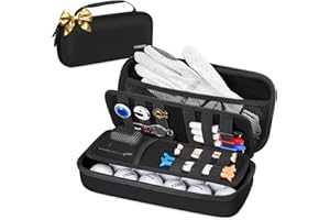 YOREPEK Golf Glove Holder with Removable Glove Shaper, Protective Hard Shell Golf Accessories Case Bag with 2 Dividers Fits Balls, Tees, Markers, Cool Gifts for Golfers
