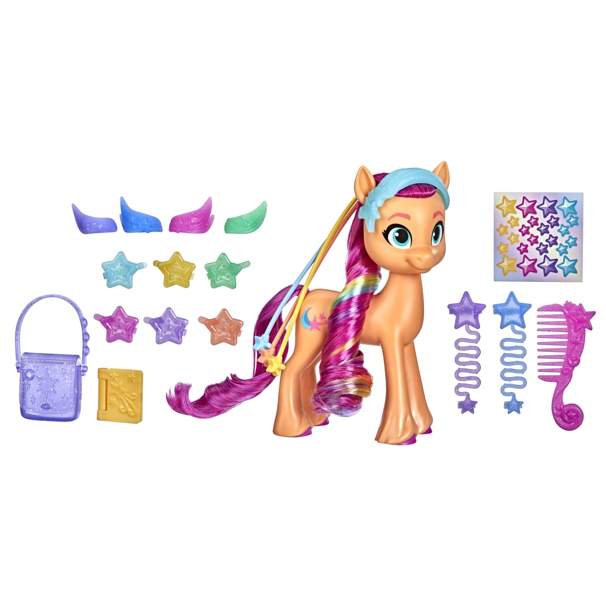 My Little Pony A New Generation Rainbow Reveal Sunny Starscout - 15 cm Orange Pony Toy with Rainbow Braid, 17 Accessories My Little Pony: A New Generation Rainbow Reveal Sunny Starscout - 15 cm Orange Pony Toy with Rainbow Braid, 17 Accessories