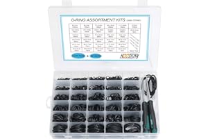 KOOTANS 32Size 1225Pcs Metric Nitrile Rubber O Rings Assortment Kit + 4pcs O-Ring Remover, Oil Resistant NBR O-Ring Sealing Assortment Kit Set for Air Plumbing, Fuel Injector and Faucet Seal O Rings