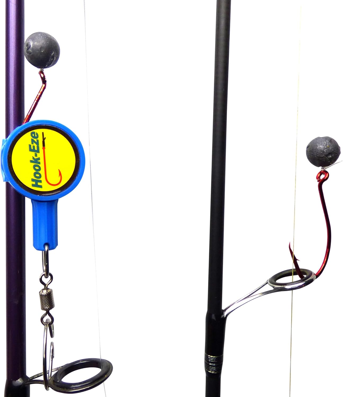 Hook-Eze Fishing Tool (Blue) Hook Tying & Safety Device + Line Cutter - Cover Hooks on 2 Poles & Travel Safely fully rigged. Multi function Fishing Device : Sports & Outdoors