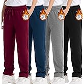 Siimcuzy 1/4 Pack Boys Sweatpants Fleece Lined Open Bottom Youth Athletic Jogging Track Joggers Pants with Pockets for Kids