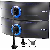 VIVO Dual Vertically Stacked Ultra-Wide Monitor Desk Mount for up to 57 inch Screens, Heavy Duty Adjustable Stand for 2 Ultrawides, 59.4 lbs Capacity, Black, STAND-V257R