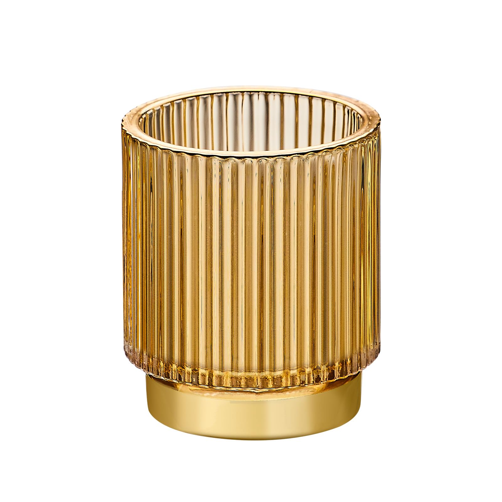 Photo 1 of LEICURACE Makeup Brush Organizer, Toothbrush Holder, Desk Pen Pencil Holder, Multifunctional Vintage Glass Brush Cup (S/Gold/A3-12-US)