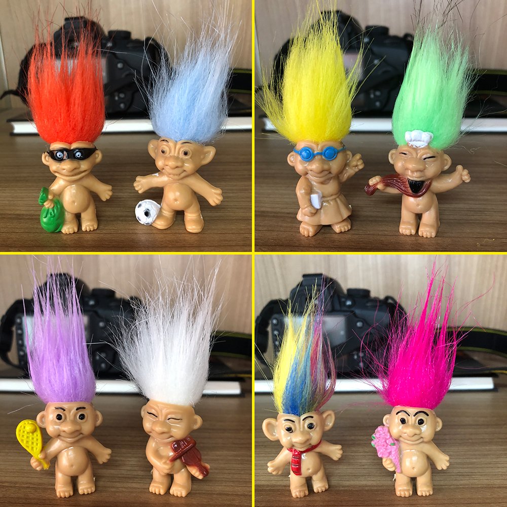 8PCS Troll Dolls, 80s\' PVC Vintage Trolls Lucky Doll Action Figures 3\