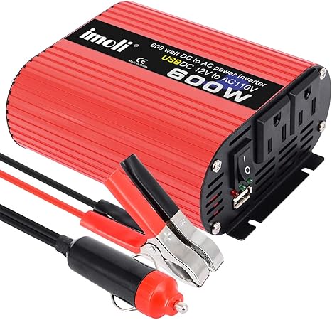 Amazon Imoli インバーター 修正波 定格600w瞬間最大10w 車載充電器 车中泊 Usb 2口 カーインバーター 防災グッズ Dc12vをac100vに変換 変圧 変電 カー用品 車 バイク 車 バイク