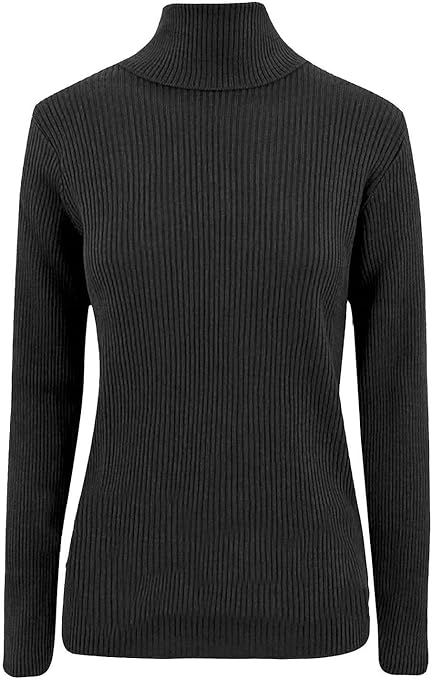 RIDDLEDWITHSTYLE Womens Ribbed Polo Neck Jumper Ladies Long Sleeve Warm Knitted Stretch Top 